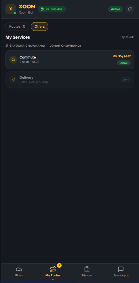 Manage offers screen